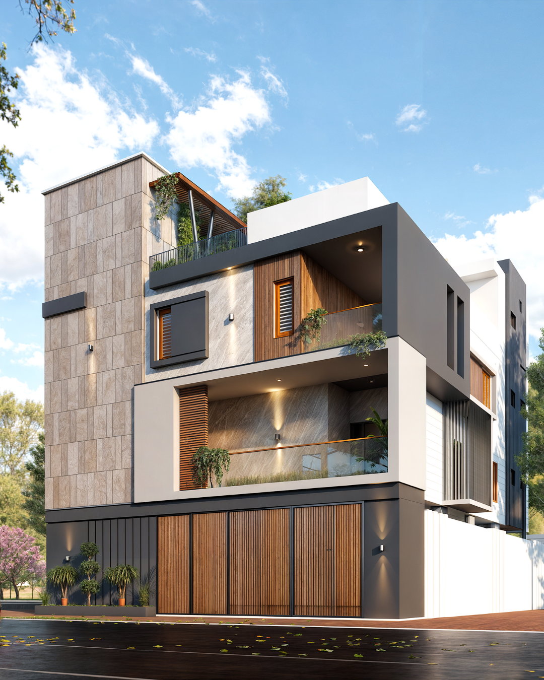 Elegant home exterior design with high-quality construction finish