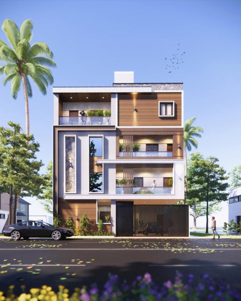 Modern house elevation completed by UrbanLine Projects in Bangalore