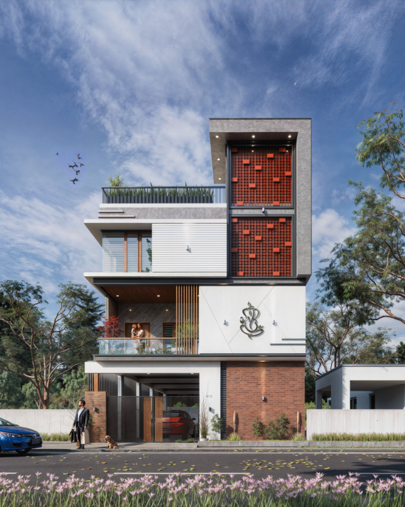 Exterior view of completed residential project in Bangalore